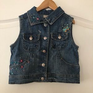 Shoulder Cut Jean Jacket with Designs